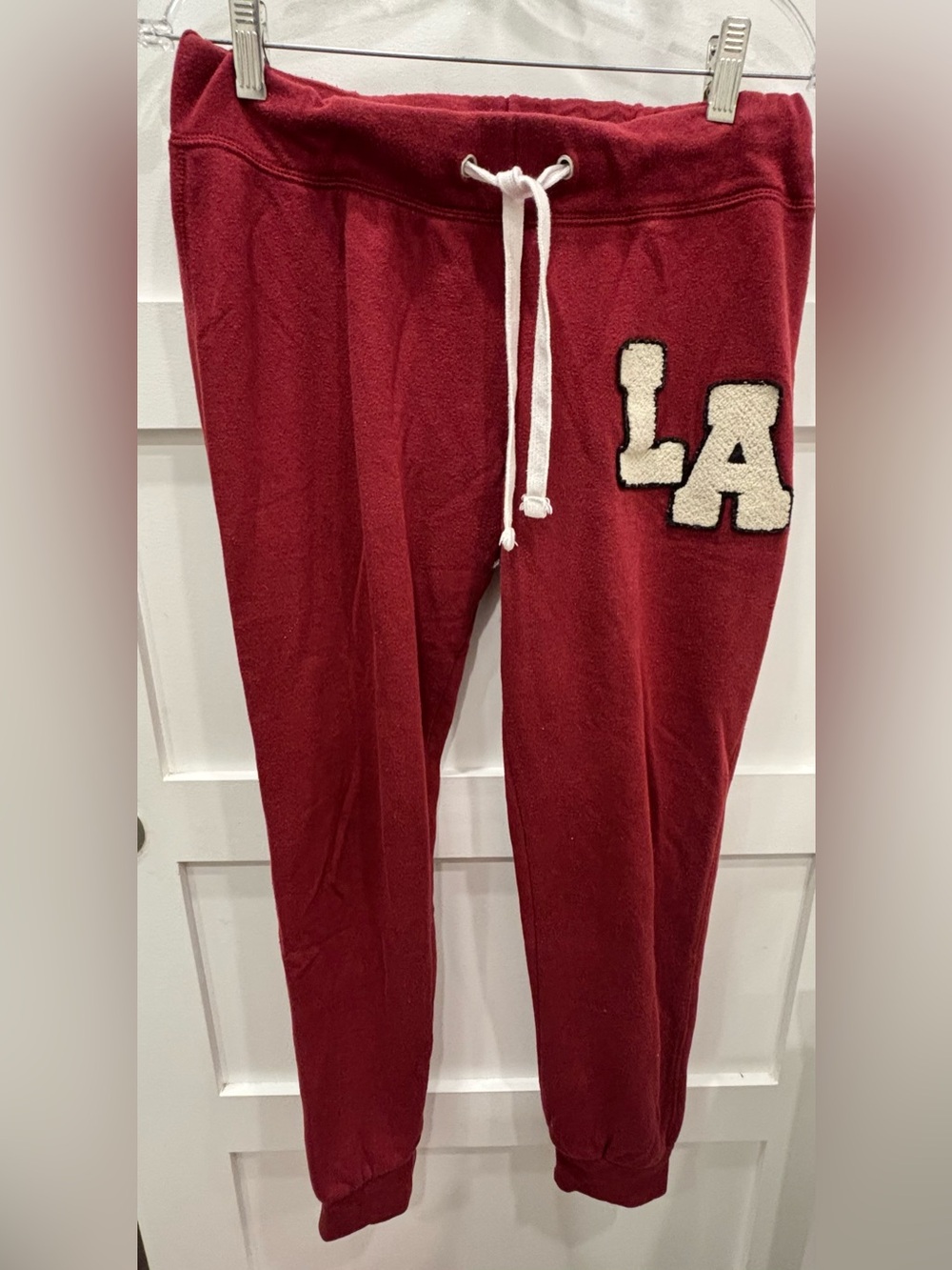 Reflex Y2K Deep Red Track Pants with White Drawstring and LA Spell Out